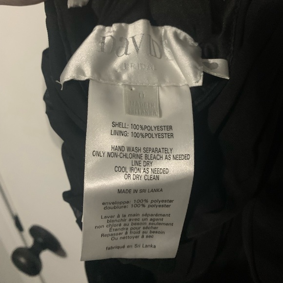 David’s Bridal Black Long Bridesmaid Dress Flowy Women’s Size 0 Like New - Picture 7 of 7